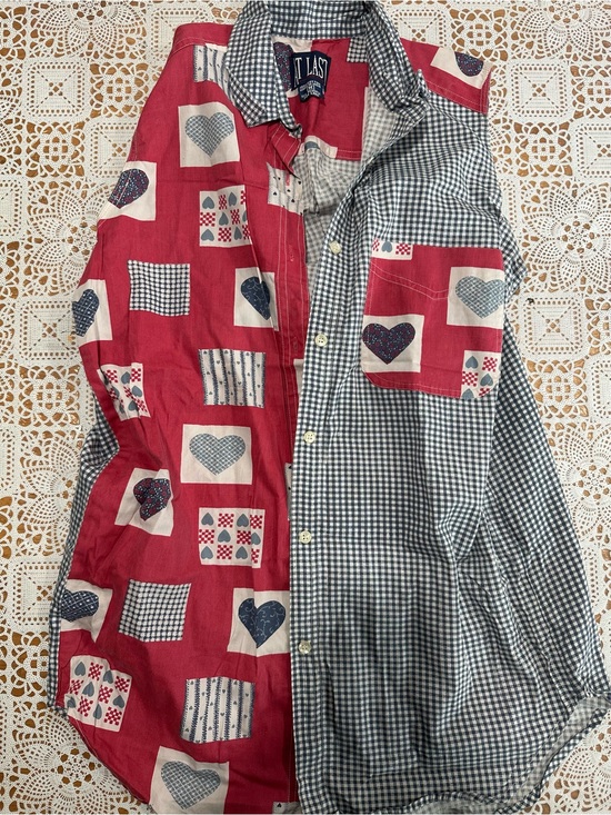 At Last Tops - Vintage At Last New York Sleeveless Patchwork Button Front Blouse